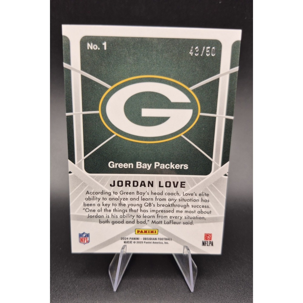 2024 Obsidian Jordan Love #1 Atomic Initials Purple /50 Green Bay Packers - Picture 2 of 12